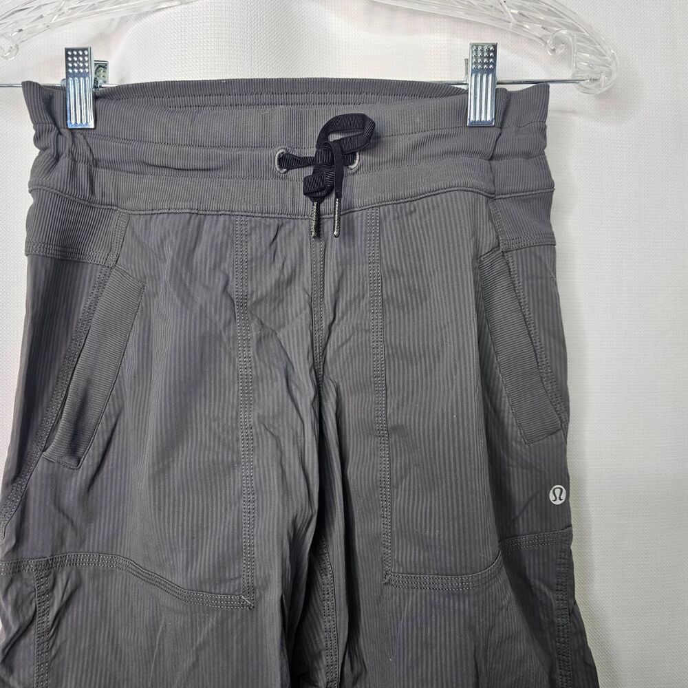 Lululemon Studio Crop Soot Light Charcoal Gray Drawstring Waist Pants Sz 4 - Picture 14 of 15